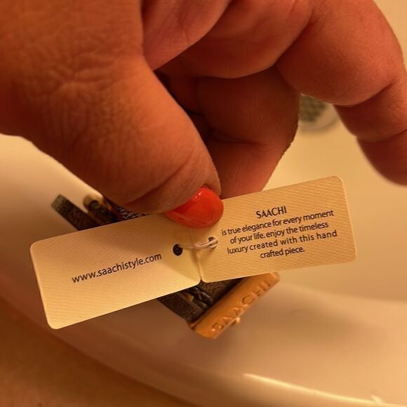 Saachi Optical Stacked Leather Boho Bracelet w/druzy smoky quartz magnetic - Picture 6 of 14